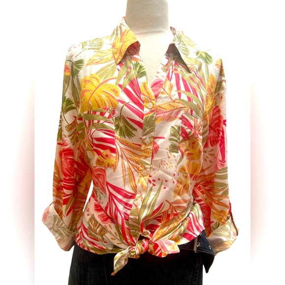 Emily Daniels Women's🌸 Floral Button Down Shirt - Yellow and Pink - Picture 1 of 7
